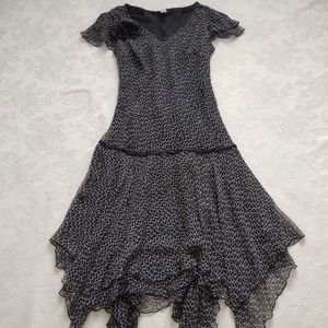 Silk vintage drop waist tiered flapper asymmetric retro dress old Hollywood